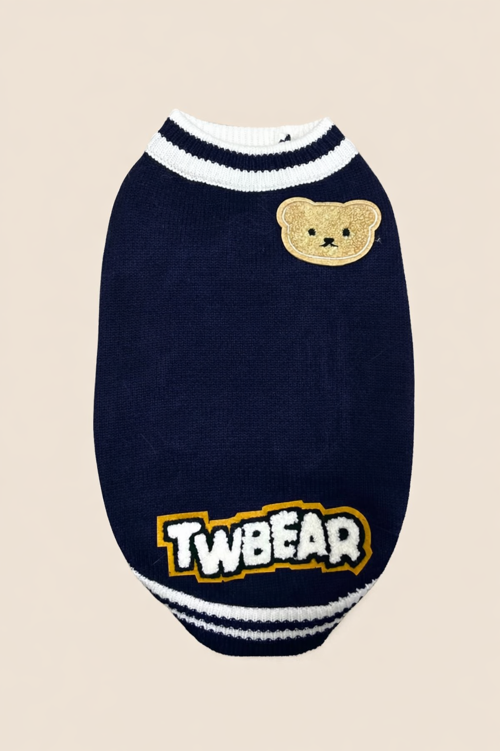 Maglioncino invernale per cane TwBear Classic Knit blu navy in maglia con dettagli a contrasto